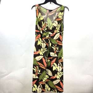 BCBGMAXAZRIA Tropical Leaves V-Neck Sheath Women's Dress